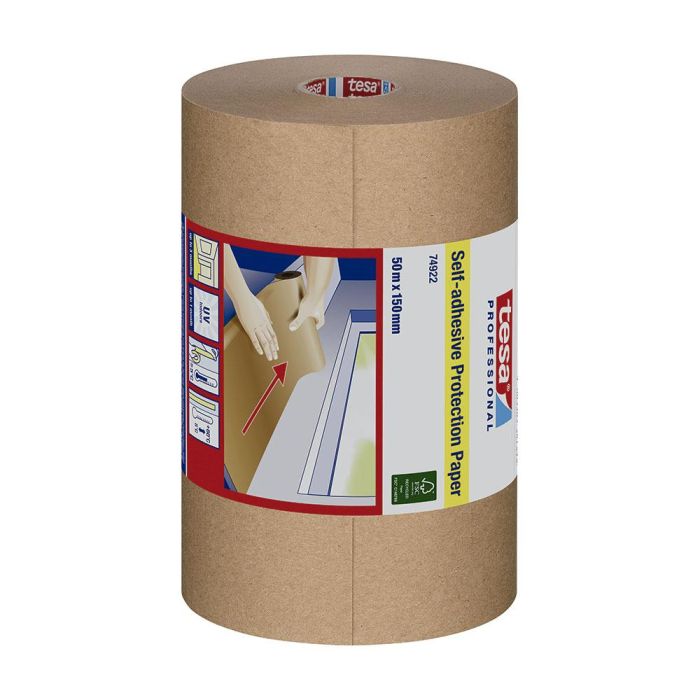 Tesa Papel de protección adhesivo 150 mm x 50 m - Papel-cartón reciclado FSC® Tesa Papel de protección adhesivo 150 mm x 50 m - Papel-cartón reciclado FSC®