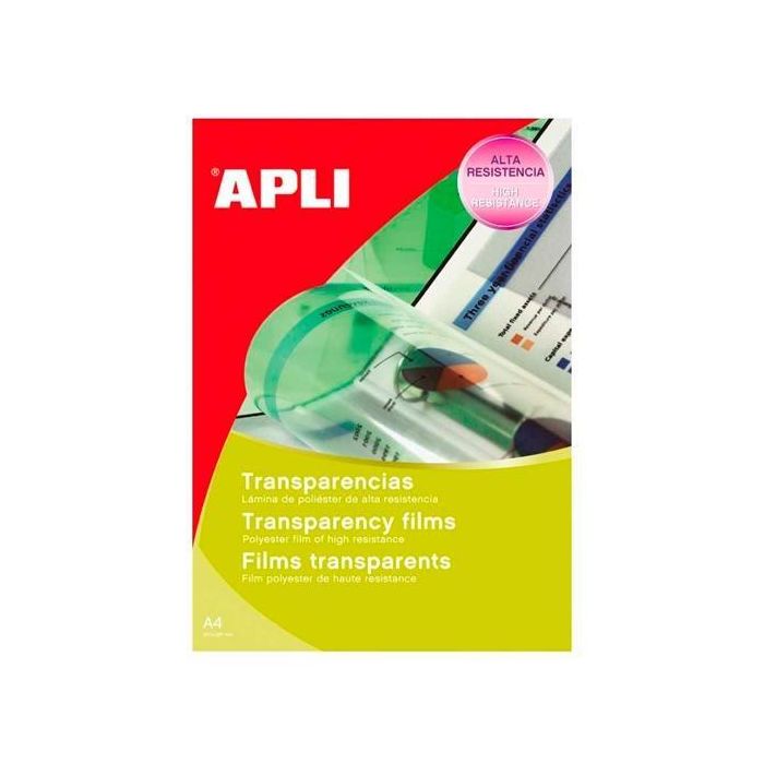 Apli Pack 10 Hojas Transparencias Autoadhesivas A4 Sin Banda Para Inkjet