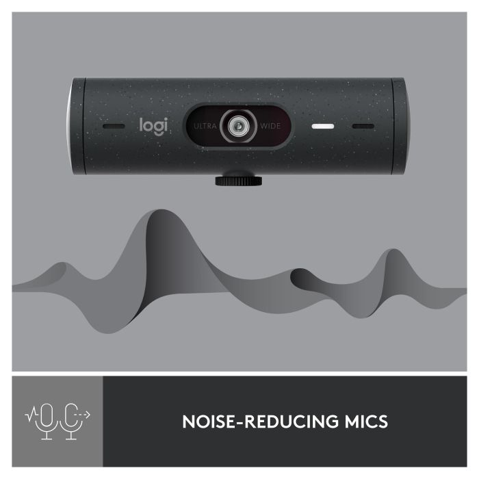 Logitech Brio 500 Webcam Full HD 1080p, Campo Visual Ajustable 90°/78°/65°, Enfoque Automático, Grafito
