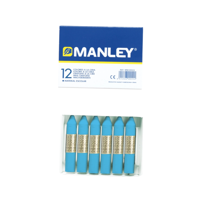 Manley Lápices de Cera Unicolor Azul Celeste N.17 Caja de 12 Unidades 1