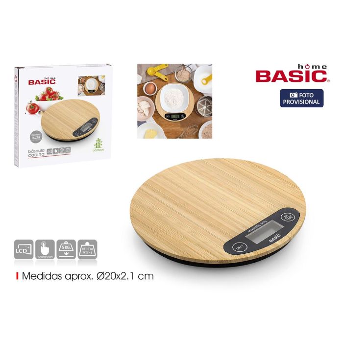 Inde Báscula Cocina Digital Redonda Bambú 5Kg Basic Home 0 Inde Báscula Cocina Digital Redonda Bambú 5Kg Basic Home 0