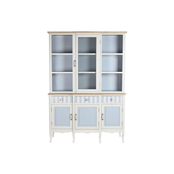 DKD Home Decor Vitrina Mediterraneo Bayona 2023 Blanco Azul Celeste Madera Cristal 44 x 199 x 141.5 cm 6