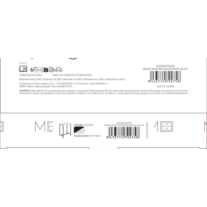 Mesita Auxiliar Madera-Metal Black Moblekit (4 Unidades) 4 Mesita Auxiliar Madera-Metal Black Moblekit (4 Unidades) 4
