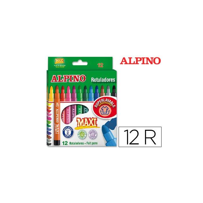 Rotulador Alpino Maxi Caja De 12 Colores Surtidos