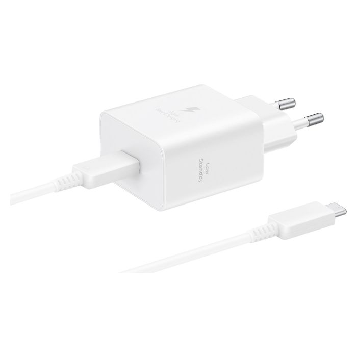 Samsung Cargador Rápido 45W EP-T4511 con Cable USB-C Blanco Super Fast Charging 2.0 15 Samsung Cargador Rápido 45W EP-T4511 con Cable USB-C Blanco Super Fast Charging 2.0 15