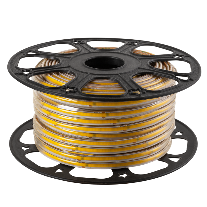 Tira de Leds COB Autorectificada 220VAC 10W/m IP65 - 50 Metros Cinta 3M Blanco Cálido 3000K 6