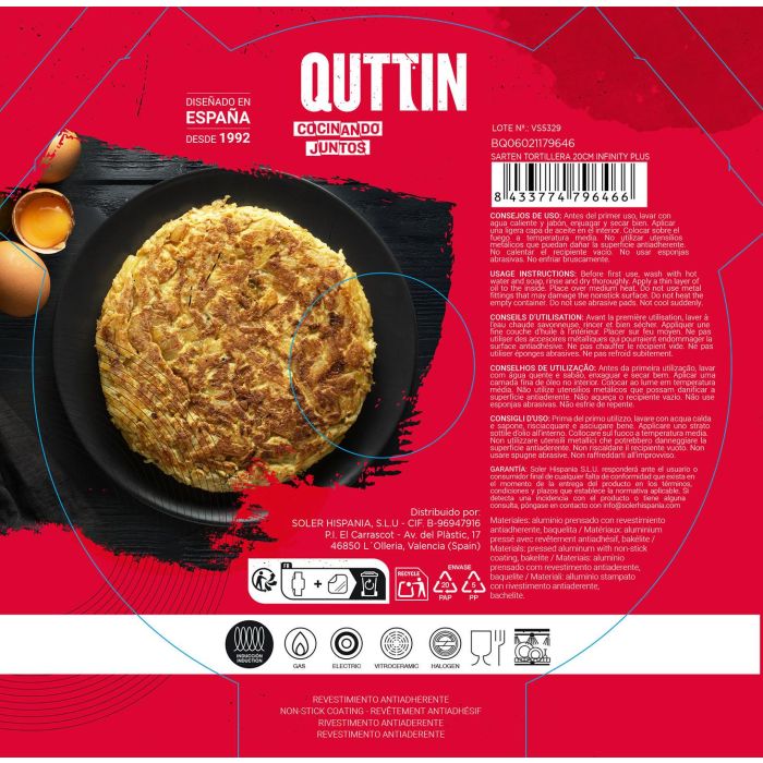 Quttin Sartén Tortillera Infinity Plu 20 cm 2.5 mm (6 Unidades) 10