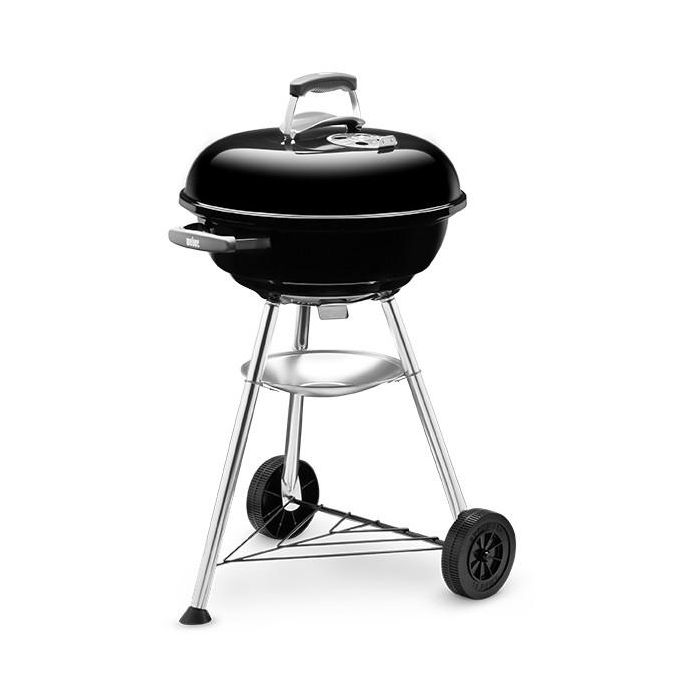 Weber Compact Kettle Barbacoa de Carbón Ø47 cm, para 6 personas, cuerpo acero esmaltado, rejilla de cocción cromada, Color Negro