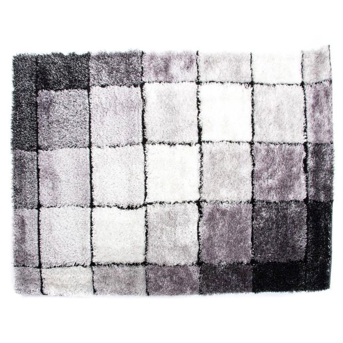 Alfombra DKD Home Decor Negro Poliéster Blanco Cuadros 120 x 180 x 2 cm