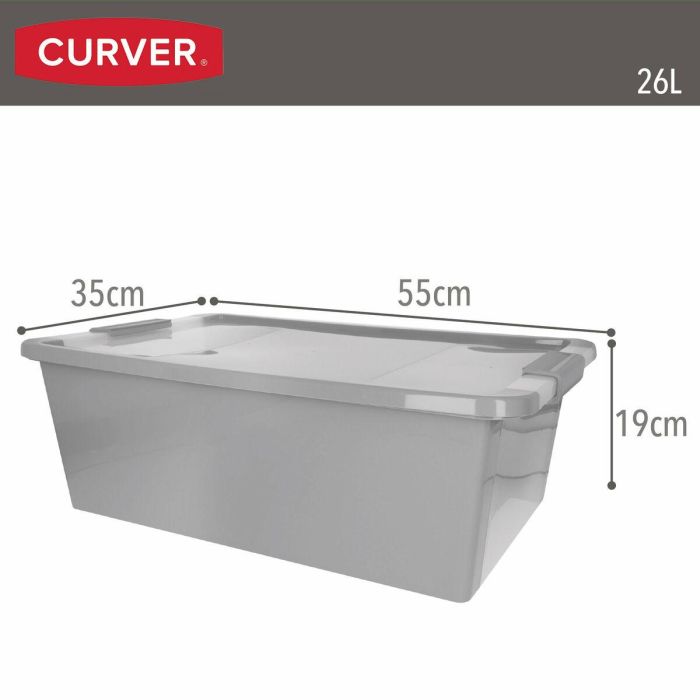 Caja de Almacenaje Curver Gris Plástico 26 L 55 x 19 x 35 cm (7 Unidades) 3 Caja de Almacenaje Curver Gris Plástico 26 L 55 x 19 x 35 cm (7 Unidades) 3