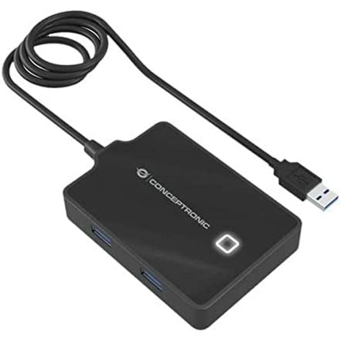 Conceptronic Hubbies 4-Port USB 3.0 Hub With Power Adapter, 90Cm