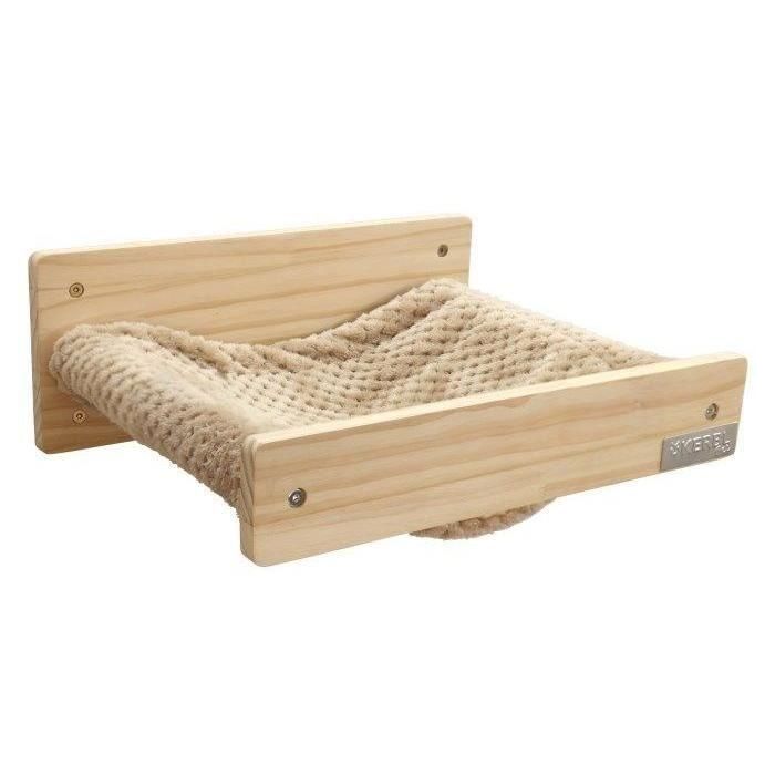 Hamaca de pared para gatos - KERBL - TIMBER - 38 x 33,5 x 16 cm - Madera maciza - Tejido de felpa Hamaca de pared para gatos - KERBL - TIMBER - 38 x 33,5 x 16 cm - Madera maciza - Tejido de felpa