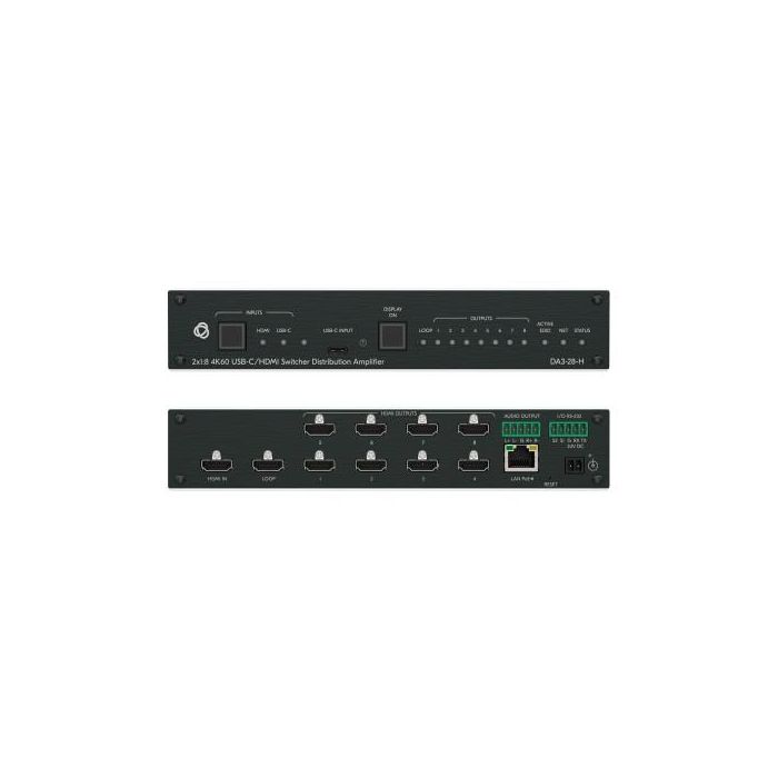 Kramer AVSM 2X1:8 4K60 USB-C/HDMI Switcher Distribution Amplifier 10-00002890