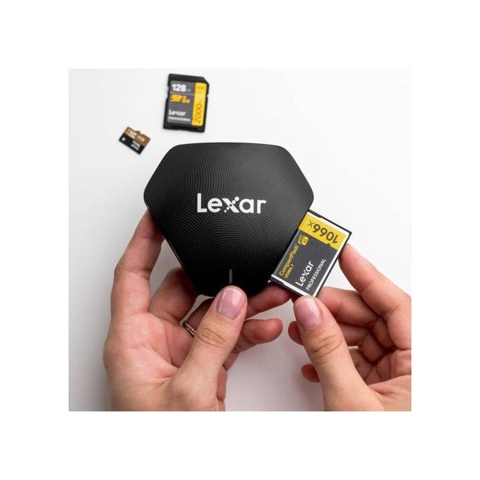 Lexar Professional Multi-Card 3-in-1 USB 3.1 Reader LRW500URB, Lector de tarjetas USB 3.2 Gen 1 Type-C Negro, Compatible con MicroSD/SDHC/SDXC, 170 Mbit/s Lexar Professional Multi-Card 3-in-1 USB 3.1 Reader LRW500URB, Lector de tarjetas USB 3.2 Gen 1 Type-C Negro, Compatible con MicroSD/SDHC/SDXC, 170 Mbit/s