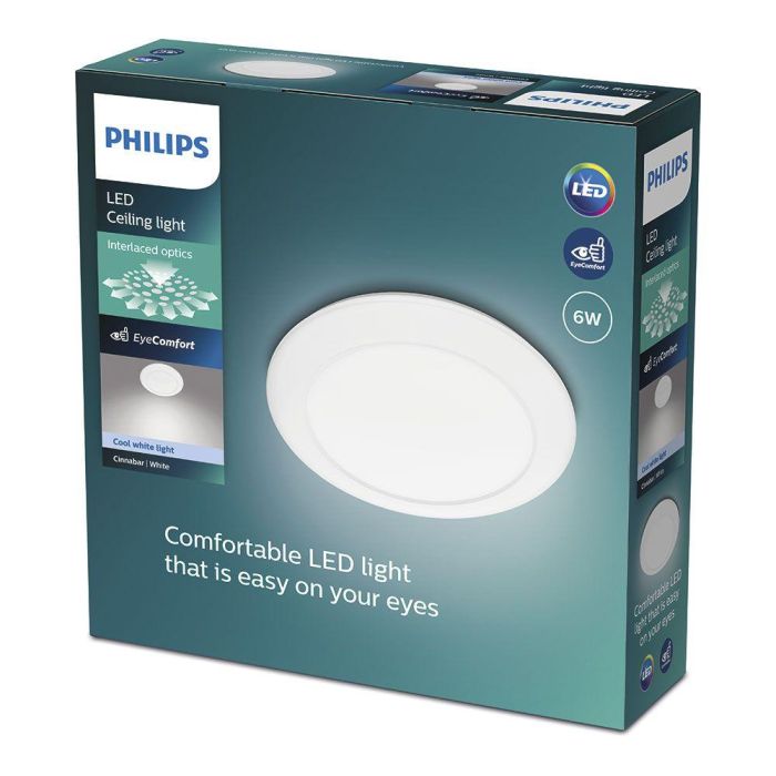 Philips Cinnabar Plafón led circular 6W 4000K 640lm Ø25x7 cm IP20 Plástico Blanco No Regulable Philips Cinnabar Plafón led circular 6W 4000K 640lm Ø25x7 cm IP20 Plástico Blanco No Regulable