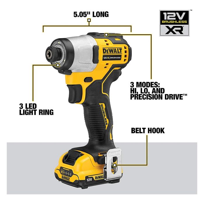 Dewalt DCF801D2 Atornillador de Impacto 12V 2.0Ah Profesional