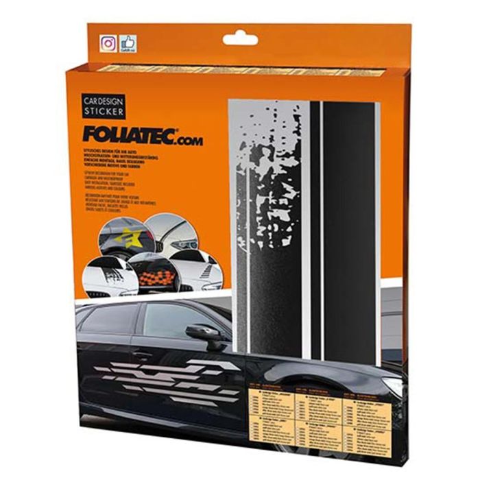 Foliatec FO33911 Pegatina para Coche Diseño Rayas Negra Mate 22x150 cm 2 Piezas - Resistente a Intemperie y Lavado, PVC UV Foliatec FO33911 Pegatina para Coche Diseño Rayas Negra Mate 22x150 cm 2 Piezas - Resistente a Intemperie y Lavado, PVC UV