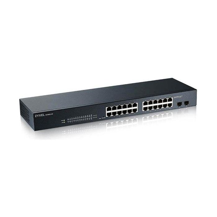 Zyxel Switch GS1900-24 Eu0102F, 24 Puertos Gigabit + 2 SFP, Smart Rack, Web Managed, VLAN, QoS, Sin Ventilador, 1U