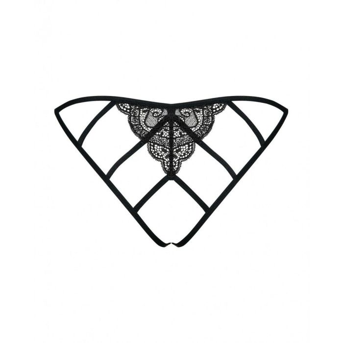 Braguita Obsessive Miamor crotchless panties L/XL Negro Encaje 2