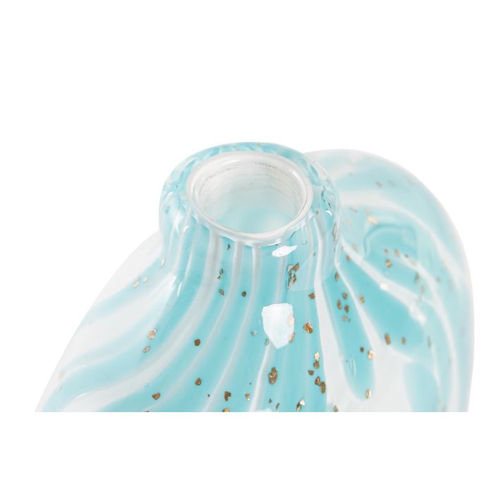 DKD Home Decor Jarrón Mediterráneo de Cristal Azul, Largo 7.5 cm x Ancho 12 cm x Alto 21.5 cm 2 DKD Home Decor Jarrón Mediterráneo de Cristal Azul, Largo 7.5 cm x Ancho 12 cm x Alto 21.5 cm 2