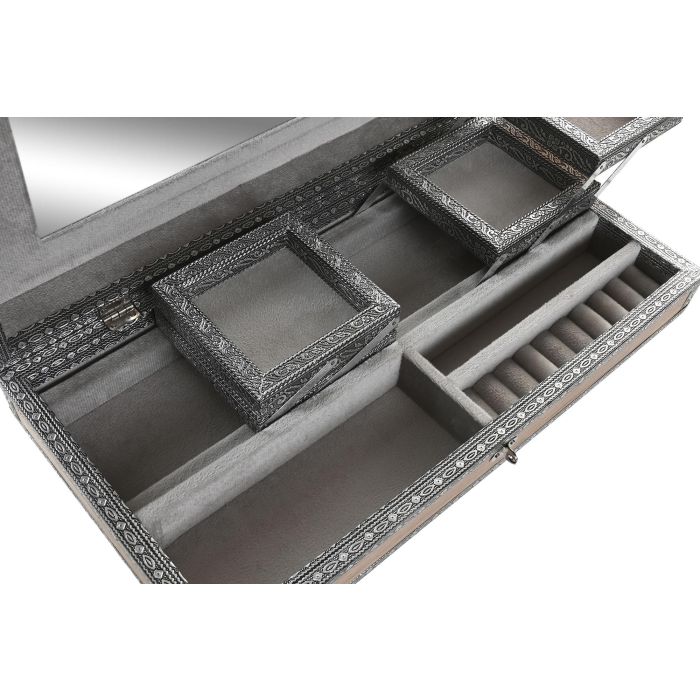 Joyero Arabe DKD Home Decor Plateado Gris 20 x 8 x 38 cm (2 Unidades) 1