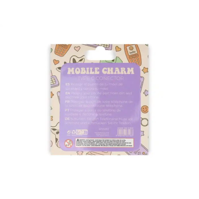 Wondee Protector Decorativo para Puerto USB C Tipo C con Charm Colgante de Oso, Evita Polvo y Suciedad, Para Smartphone, Modelo Funny Bear, 30x10x20 mm