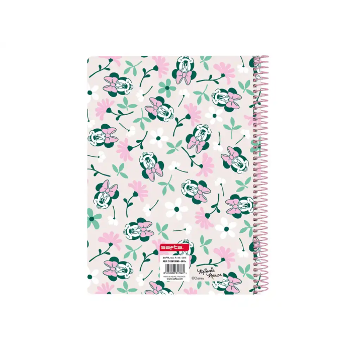 Safta Cuaderno Espiral Cuarto 80 Hojas 60gr Cuadro 4 mm Tapa Extradura Minnie Mouse Minty 1