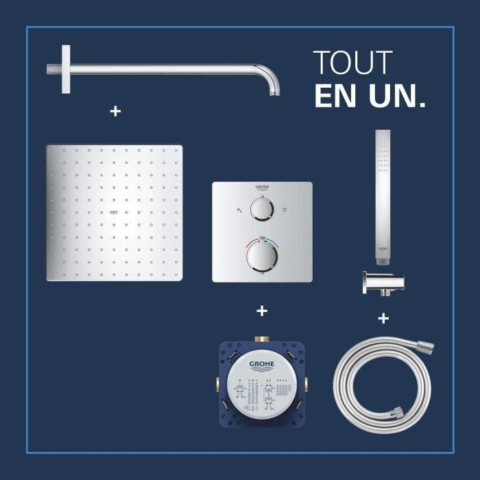 Conjunto de ducha empotrado - 1 chorro - Mezclador termostático - GROHE - 34881000 - Gris 3 Conjunto de ducha empotrado - 1 chorro - Mezclador termostático - GROHE - 34881000 - Gris 3