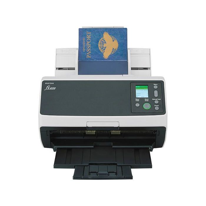Ricoh fi-8190 Escáner Documentos - 90 ppm, Escaneo Dúplex, ADF + Alimentación Manual, Gris/Negro