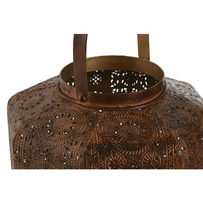 DKD Home Decor Portavelas Árabe Marrón Dorado Metal Set de 3 26 x 38.5 x 26 cm 1
