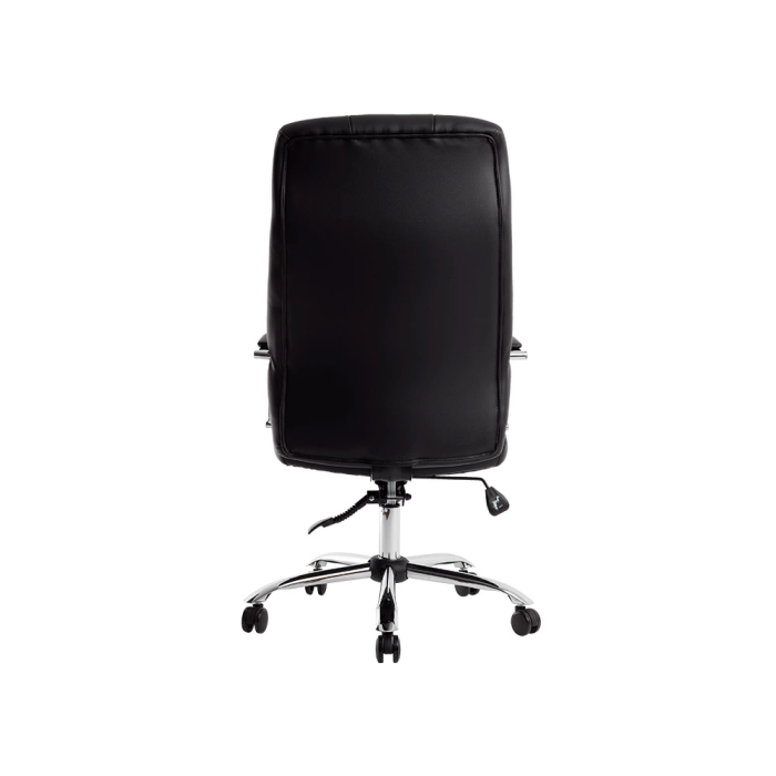 Q-connect Silla de Dirección en Similpiel Negra con Base Metálica Cromada, Mecanismo, Reposabrazos Cromados, Altura Máx 1250 mm, Ancho 610 mm, Profundidad 700 mm, Ruedas Premium 6