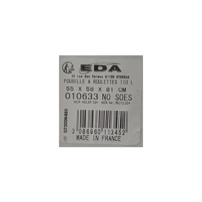 Eda Cubo Basura Con Ruedas 110 Lt, 58x81x58 cm (2 Unidades) 1 Eda Cubo Basura Con Ruedas 110 Lt, 58x81x58 cm (2 Unidades) 1