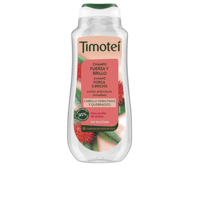 Timotei Champú Fuerza Y Brillo Con Aceite De Ricino Y Coco Para Cabello Débil Y Quebradizo 300 Ml