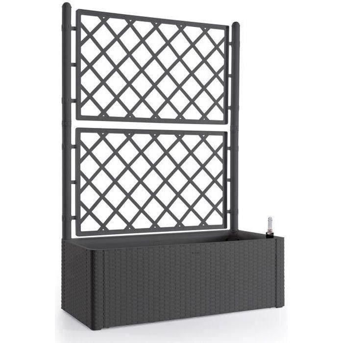 STEFANPLAST Caja de flores rectangular Deluxe Natural con enrejado - 100 x 43 x H 142 cm - 90 + 6.5 L en el almacenamiento - Antracita STEFANPLAST Caja de flores rectangular Deluxe Natural con enrejado - 100 x 43 x H 142 cm - 90 + 6.5 L en el almacenamiento - Antracita
