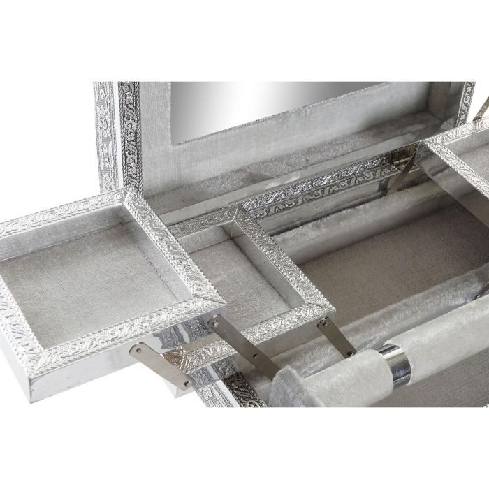 DKD Home Decor Joyero Indio Plateado Natural de Madera y Aluminio 21 x 7.6 x 27.5 cm 3