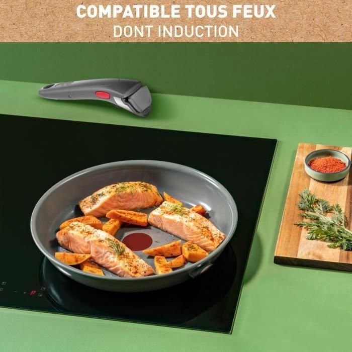 Tefal Ingenio Poele 24 cm, inducción, reverso de cerámica no estancada, reciclado, cocción saludable, realizada en Francia, renovar L2600402 2