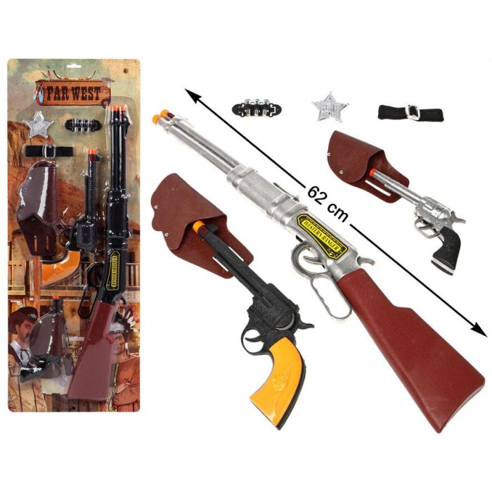 Set Vaquero Del Oeste Con Rifle, Pistola, Estrella Y Accesorios Para Niños