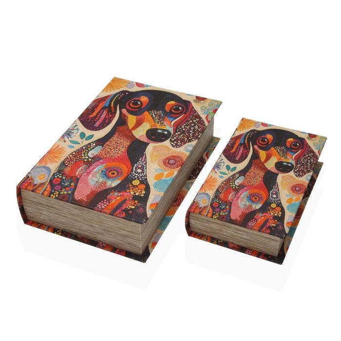Caja Decorativa Versa Lienzo Madera MDF Libro Perro 1 Caja Decorativa Versa Lienzo Madera MDF Libro Perro 1