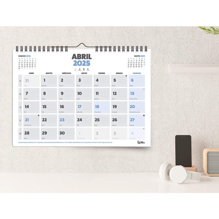 Calendario Pared Liderpapel Clasico 2025 Espiral 44x32 cm Papel 128 gr 3