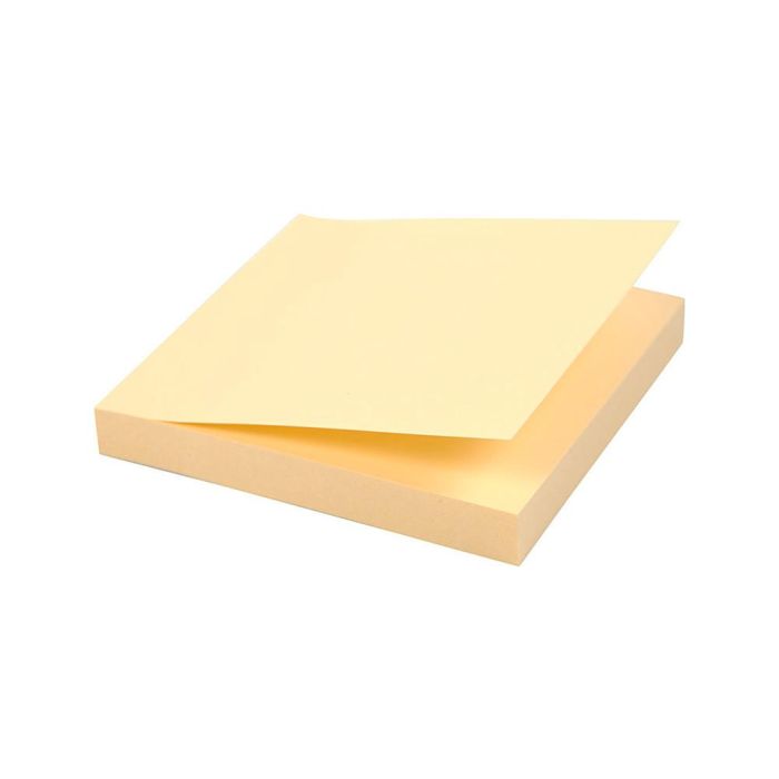 Bloc De Notas Adhesivas Quita Y Pon Q-Connect 76x76 mm 100% Papel Reciclado Amarillo En Caja De Carton 12 unidades 3