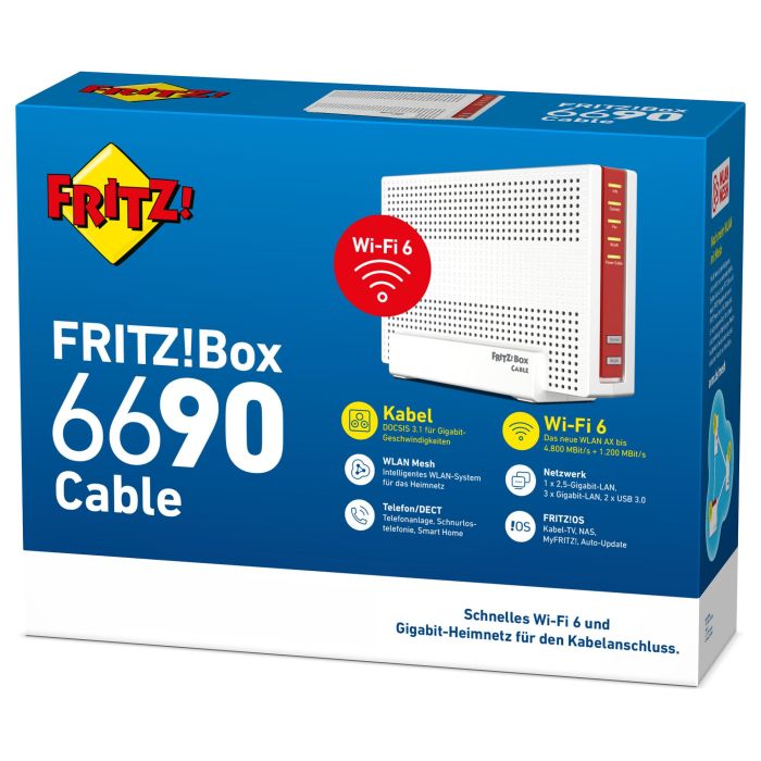 AVM FRITZ!Box 6690 Cable Router Wi-Fi 6 Doble Banda Gigabit Ethernet Router de Sobremesa Blanco