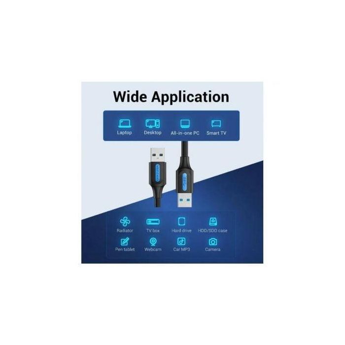 Vention CONBF Cable de Datos y Carga USB 3.0 USB-A Macho a USB-A Macho, 5Gbps, 1 Metro, Color Negro 3