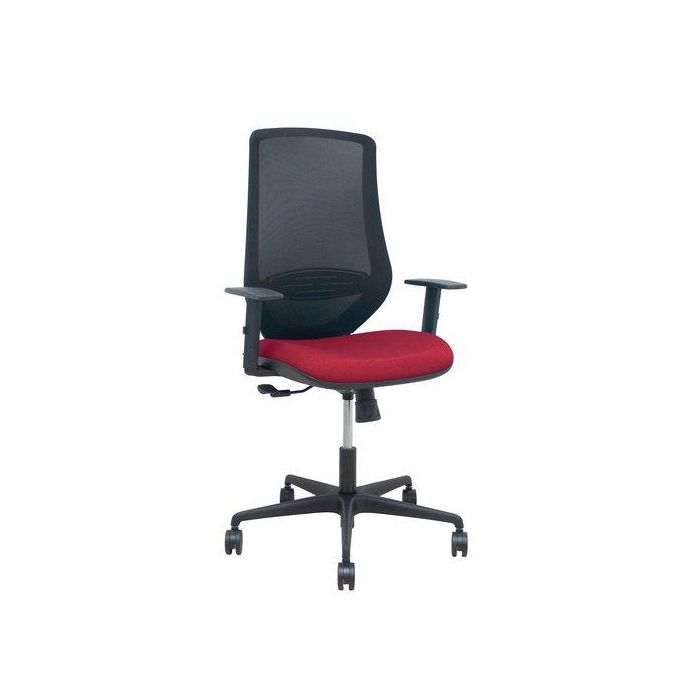 Silla Piqueras Y Crespo Mardos Brazos Regulables Ergonomica Mecanismo Basculante Respaldo Malla Negra Asiento Tapizado Bali Granate
