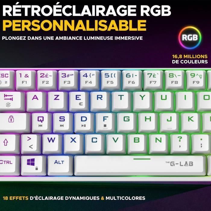 Teclado para juegos - The G-Lab - KEYZ TITAN - Mecánico (interruptor rojo) - Con cable - RGB - Blanco 4 Teclado para juegos - The G-Lab - KEYZ TITAN - Mecánico (interruptor rojo) - Con cable - RGB - Blanco 4
