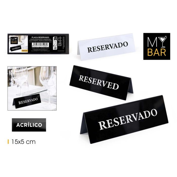 Placa Acrílica Reservado 15x5 cm - My Bar (24 Unidades) Placa Acrílica Reservado 15x5 cm - My Bar (24 Unidades)