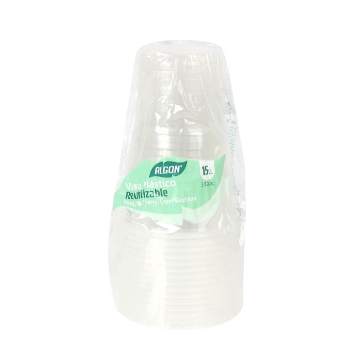 Set de 15 vasos transparentes 330 cc Algon (24 Cajas) 1 Set de 15 vasos transparentes 330 cc Algon (24 Cajas) 1