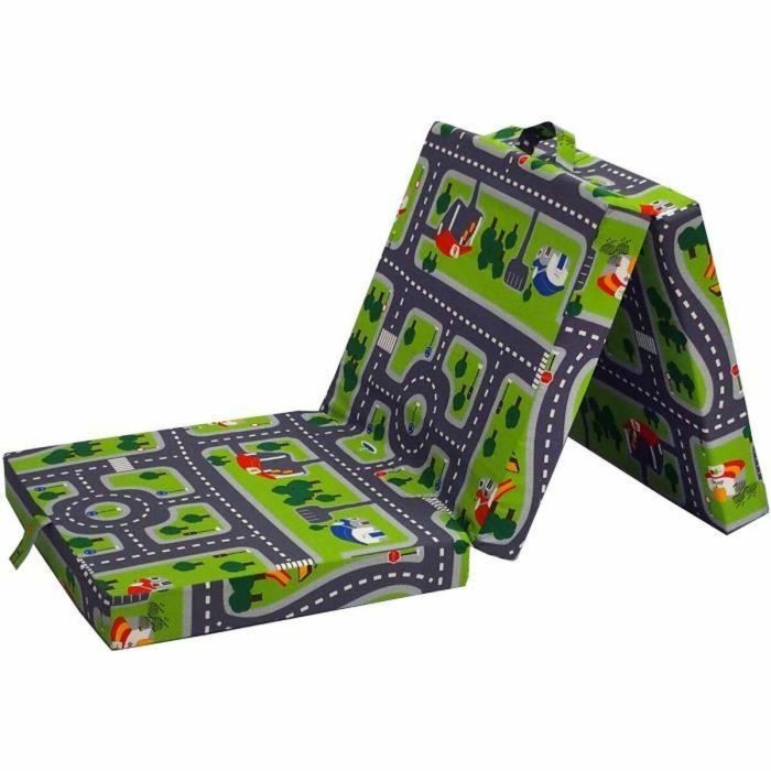 SAMBA SAMBACHAUFVRTCIR Sillón Plegable Bajo Multiposición Verde Patrón Circuito de Coche 190x70x9 cm