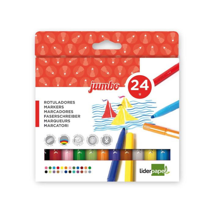 Rotulador Liderpapel Jumbo Caja De 24 Unidades Colores Surtidos 1