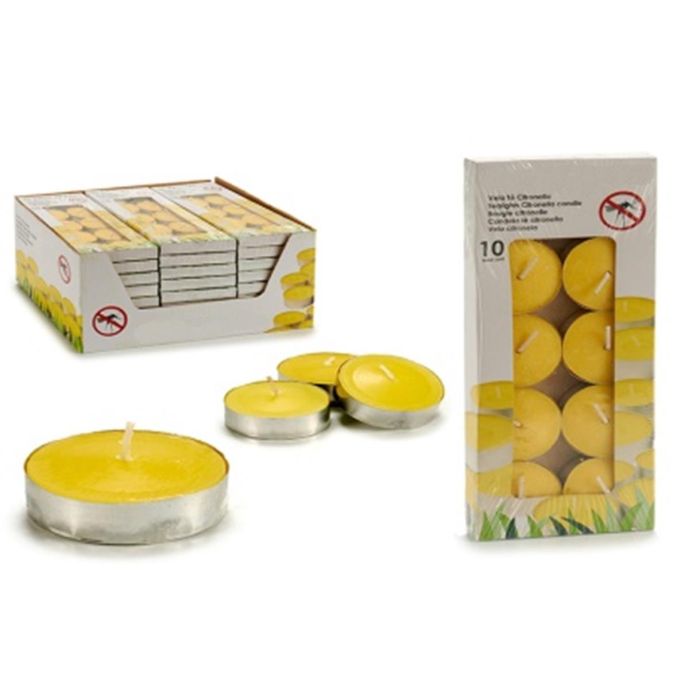 Vela Terraza Y Jardin DKD Home Decor Amarillo Plateado 4 x 1 x 4 cm Set de 10