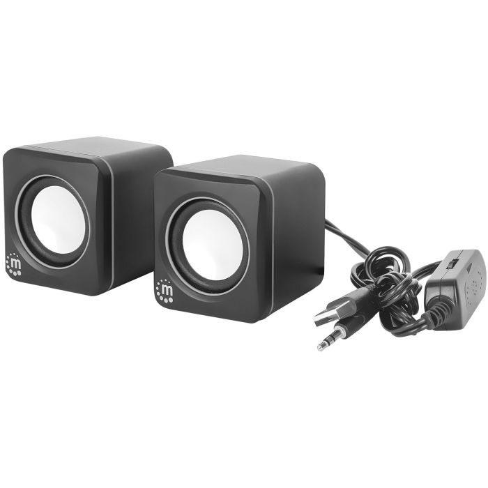 MANHATTAN 2600 Series Stereolautsprecher ber 3.5 mm-Klinkenstecker Strom ber USB-A kompaktes Format fr PCs und Notebooks schwarz 8